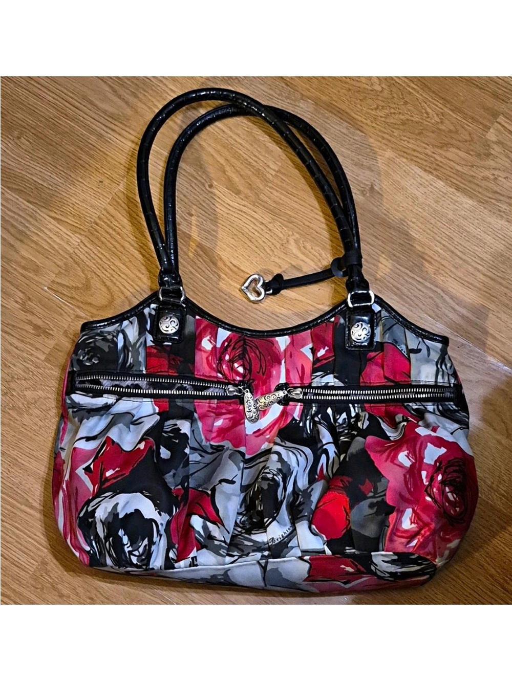 Brighton Floral Shoulder Bag in Red, Black & Gray